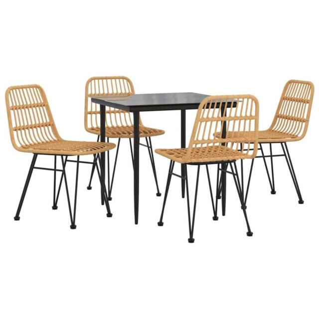 Berkfield Home Beautiful 5 Piece Garden Dining Set Poly Rattan in Brown - image 1