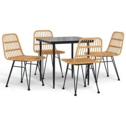 Berkfield Home Beautiful 5 Piece Garden Dining Set Poly Rattan in Brown - thumbnail 3