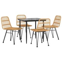 Berkfield Home Beautiful 5 Piece Garden Dining Set Poly Rattan in Brown - thumbnail 1