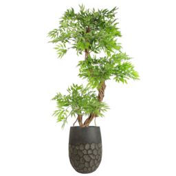 Leaf 38cm x 27cm Honeycomb XL Planter Composite Plant Pot in Grey - Size: 38 cm x 27 cm - thumbnail 2