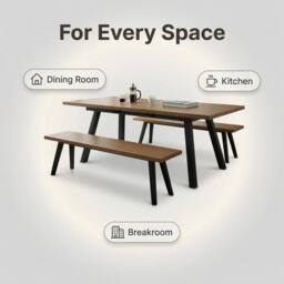 FURNITURE ONE Extendable Dining Table with 2 Benches, 3 Piece Kitchen Dining Set in Brown - thumbnail 3
