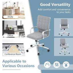 Costway Home Office Chair Ergonomic Computer Desk Chair w/Rocking Backrest in Grey - thumbnail 4