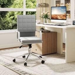 Costway Home Office Chair Ergonomic Computer Desk Chair w/Rocking Backrest in Grey - thumbnail 1