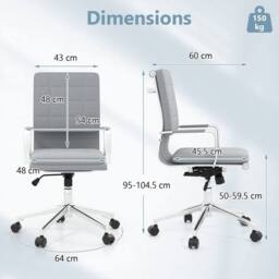 Costway Home Office Chair Ergonomic Computer Desk Chair w/Rocking Backrest in Grey - thumbnail 2
