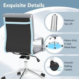 Costway Home Office Chair Ergonomic Computer Desk Chair w/Rocking Backrest in Grey - thumbnail 8