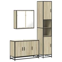 Berkfield Home Durable 3 Piece Bathroom Furniture Set Sonoma Oak Engineered Wood in Light Brown - thumbnail 3