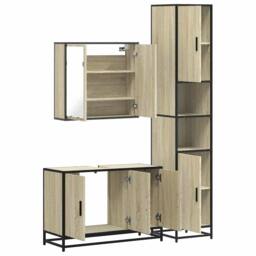 Berkfield Home Durable 3 Piece Bathroom Furniture Set Sonoma Oak Engineered Wood in Light Brown - thumbnail 8