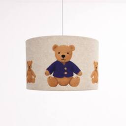 CGC Lighting Blake 30cm Oatmeal Linen Blue Teddy Bear Children's Lamp Shade in Light Beige - thumbnail 2