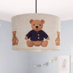 CGC Lighting Blake 30cm Oatmeal Linen Blue Teddy Bear Children's Lamp Shade in Light Beige - thumbnail 6