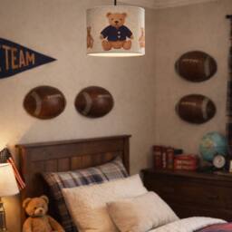 CGC Lighting Blake 30cm Oatmeal Linen Blue Teddy Bear Children's Lamp Shade in Light Beige - thumbnail 5