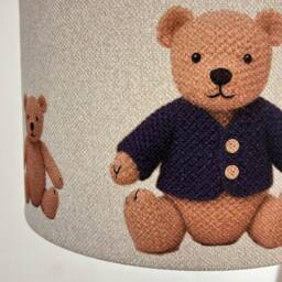 CGC Lighting Blake 30cm Oatmeal Linen Blue Teddy Bear Children's Lamp Shade in Light Beige - thumbnail 7