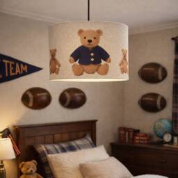 CGC Lighting Blake 30cm Oatmeal Linen Blue Teddy Bear Children's Lamp Shade in Light Beige - thumbnail 3