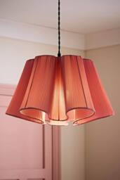 ValueLights Jemima Pleated Scalloped Easy Fit Lamp Shade in Pale Pink - thumbnail 1