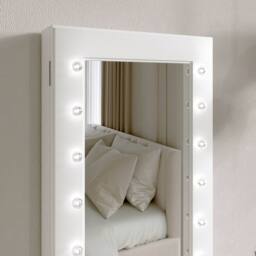 CARME HOME Katie White LED Mirrored Jewellery Cabinet - thumbnail 3