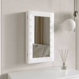 CARME HOME Katie White LED Mirrored Jewellery Cabinet - thumbnail 1