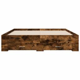Berkfield Home Bed Frame with Drawers without Mattress Smoked Oak 140x200 cm in Brown - thumbnail 4