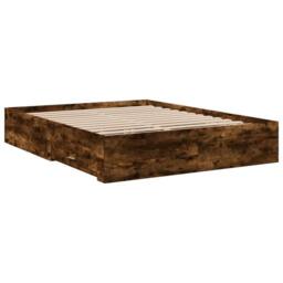 Berkfield Home Bed Frame with Drawers without Mattress Smoked Oak 140x200 cm in Brown - thumbnail 6