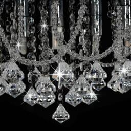 Berkfield Home Beautiful Ceiling Lamp with Crystal Beads Silver Round 4 x G9 Bulbs - thumbnail 6