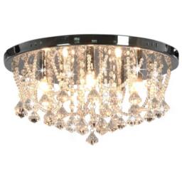 Berkfield Home Beautiful Ceiling Lamp with Crystal Beads Silver Round 4 x G9 Bulbs - thumbnail 3