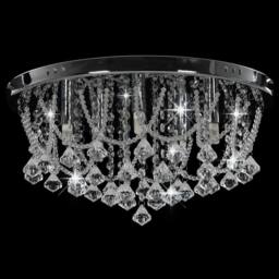 Berkfield Home Beautiful Ceiling Lamp with Crystal Beads Silver Round 4 x G9 Bulbs - thumbnail 1