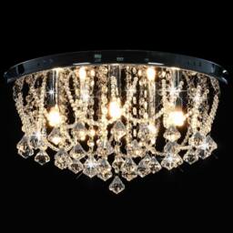 Berkfield Home Beautiful Ceiling Lamp with Crystal Beads Silver Round 4 x G9 Bulbs - thumbnail 5