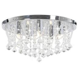 Berkfield Home Beautiful Ceiling Lamp with Crystal Beads Silver Round 4 x G9 Bulbs - thumbnail 2
