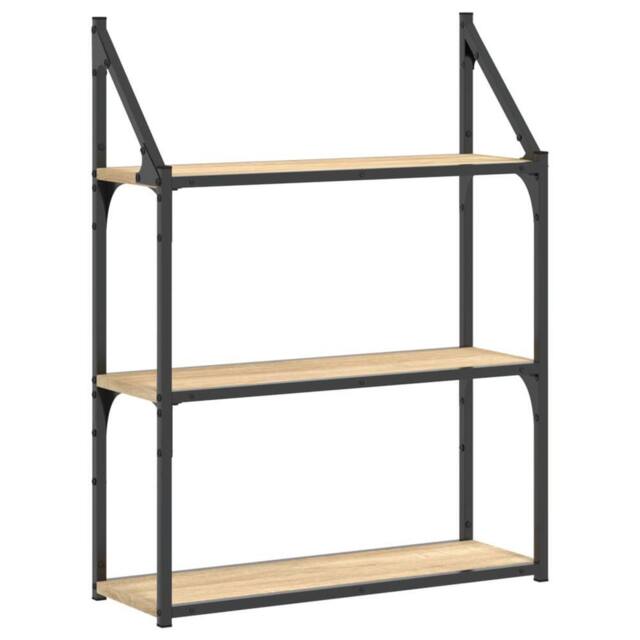 Berkfield Home 3-Tier Wall Shelf Sonoma Oak 60x21x78.5 cm Engineered Wood in Brown - image 1