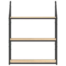 Berkfield Home 3-Tier Wall Shelf Sonoma Oak 60x21x78.5 cm Engineered Wood in Brown - thumbnail 4
