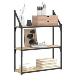 Berkfield Home 3-Tier Wall Shelf Sonoma Oak 60x21x78.5 cm Engineered Wood in Brown - thumbnail 3