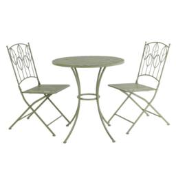 Charles Bentley Leaf Design Rustic Metal Garden Bistro Set in Green - thumbnail 5