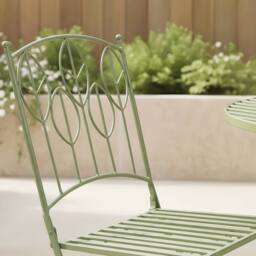 Charles Bentley Leaf Design Rustic Metal Garden Bistro Set in Green - thumbnail 3