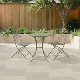 Charles Bentley Leaf Design Rustic Metal Garden Bistro Set in Green - thumbnail 1