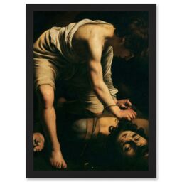 Artery8 Caravaggio David Goliath Religious Painting Artwork Framed Wall Art Print A4 in Black - thumbnail 1