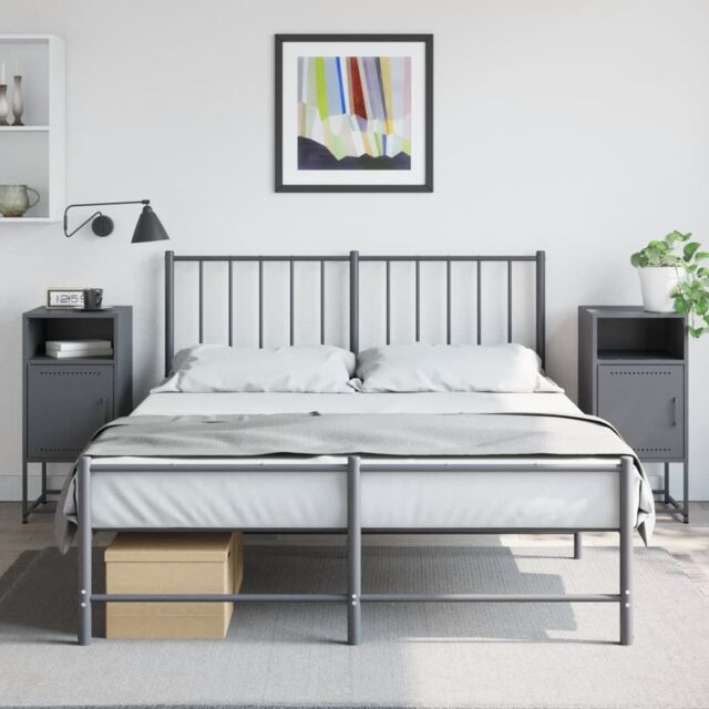 Berkfield Home Bedside Cabinets 2 pcs Anthracite 36x39x78 cm Steel in Black - Size: 36 x 39 x 78 cm - image 1