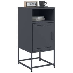 Berkfield Home Bedside Cabinets 2 pcs Anthracite 36x39x78 cm Steel in Black - Size: 36 x 39 x 78 cm - thumbnail 4