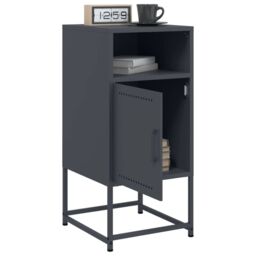 Berkfield Home Bedside Cabinets 2 pcs Anthracite 36x39x78 cm Steel in Black - Size: 36 x 39 x 78 cm - thumbnail 3