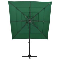 Berkfield Home 4-Tier Parasol with Aluminium Pole Green 250x250 cm - thumbnail 2