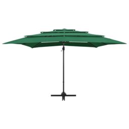 Berkfield Home 4-Tier Parasol with Aluminium Pole Green 250x250 cm - thumbnail 3