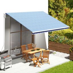Berkfield Home Replacement Fabric for Awning Blue & White 4.5x3.5 m