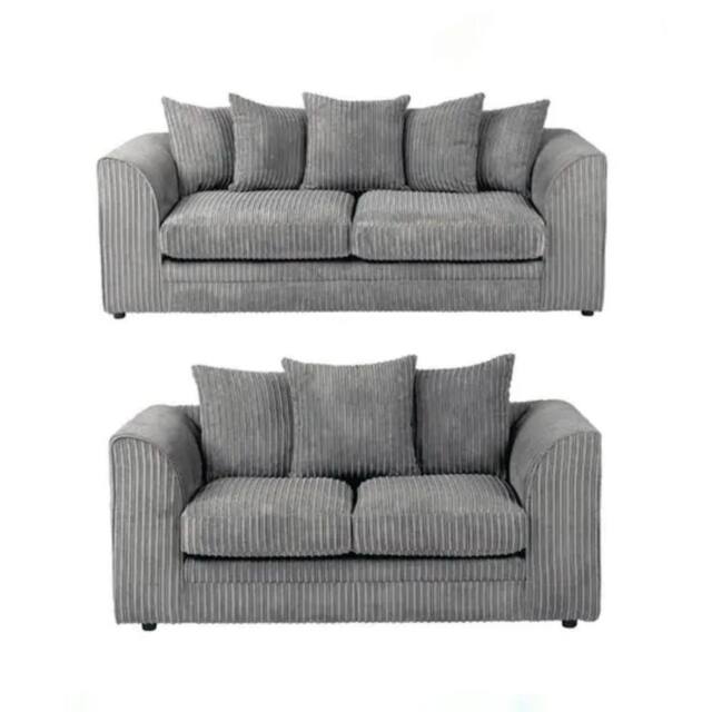 SNUG FURNITURE BIRMINGHAM LTD Camden Jumbo Cord 3+2 Sofa Set in Grey - image 1
