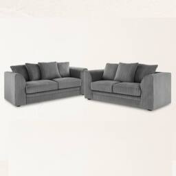 SNUG FURNITURE BIRMINGHAM LTD Camden Jumbo Cord 3+2 Sofa Set in Grey - thumbnail 2