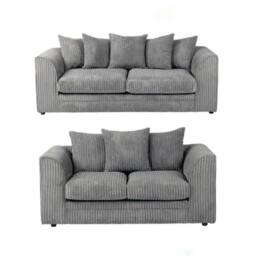 SNUG FURNITURE BIRMINGHAM LTD Camden Jumbo Cord 3+2 Sofa Set in Grey - thumbnail 1