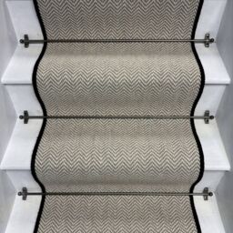 RainbowHome Herringbone Dapple Pure Wool Stair Runner With 100% Pure Wool Edge in Light Grey - Size: 70 cm x 700 cm - thumbnail 1