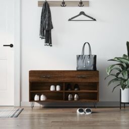 Shoe Bench Brown Oak 102x35x55 cm Engineered Wood