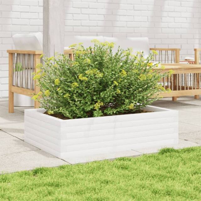 Berkfield Home Decorative Garden Planter White 90x60x23 cm Solid Wood Pine - Size: 90 x 60 x 23 cm - image 1