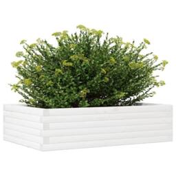 Berkfield Home Decorative Garden Planter White 90x60x23 cm Solid Wood Pine - Size: 90 x 60 x 23 cm - thumbnail 4