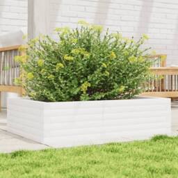 Berkfield Home Decorative Garden Planter White 90x60x23 cm Solid Wood Pine - Size: 90 x 60 x 23 cm - thumbnail 2