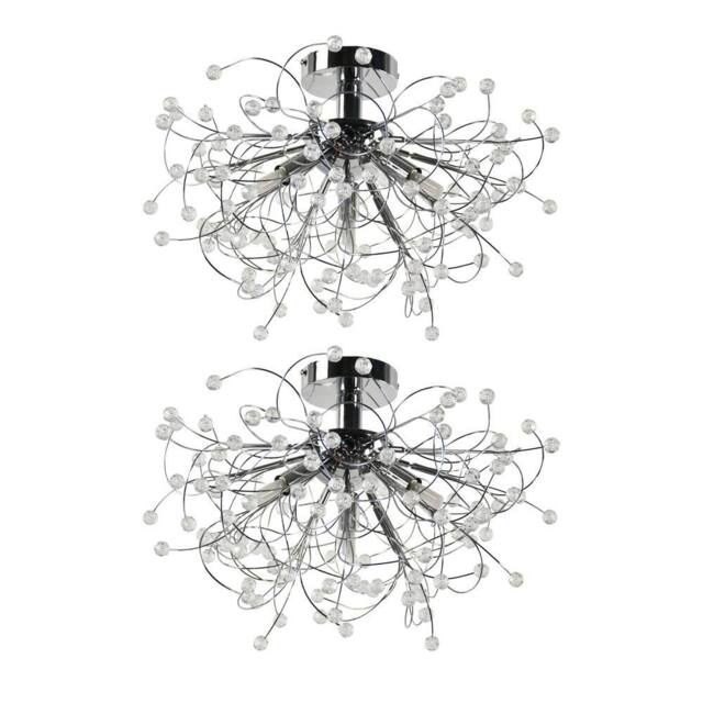First Choice Lighting Set of 2 Burst - Chrome with Beaded Jewels Ceiling Lights in Silver - image 1