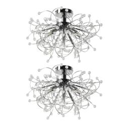 First Choice Lighting Set of 2 Burst - Chrome with Beaded Jewels Ceiling Lights in Silver - thumbnail 1