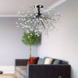 First Choice Lighting Set of 2 Burst - Chrome with Beaded Jewels Ceiling Lights in Silver - thumbnail 6